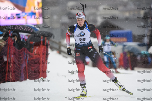20.12.2019, xkvx, Biathlon IBU Weltcup Le Grand Bornand, Sprint Damen, v.l. Karoline Of?gstad Knotten (Norway) in aktion / in action competes