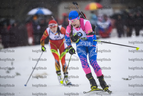 20.12.2019, xkvx, Biathlon IBU Weltcup Le Grand Bornand, Sprint Damen, v.l. Tamara Voronina (Russia) in aktion / in action competes