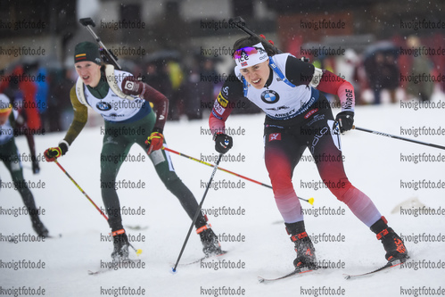 20.12.2019, xkvx, Biathlon IBU Weltcup Le Grand Bornand, Sprint Damen, v.l. Synnoeve Solemdal (Norway) in aktion / in action competes
