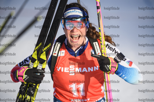 22.12.2019, xkvx, Biathlon IBU Weltcup Le Grand Bornand, Verfolgung Damen, v.l. Lena Haecki (Switzerland) im Ziel / at the finish