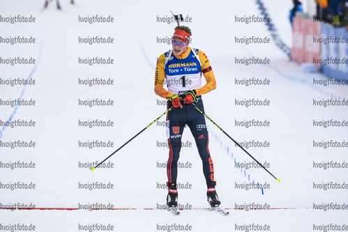 22.12.2019, xkvx, Biathlon IBU Weltcup Le Grand Bornand, Verfolgung Herren, v.l. Benedikt Doll (Germany) im Ziel / in the finish