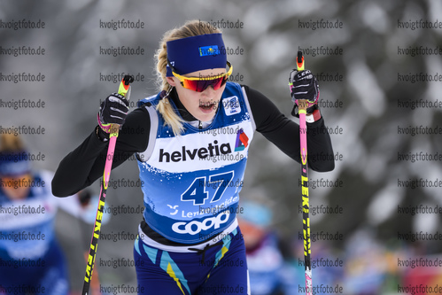 28.12.2019, xkvx, Langlauf Tour de Ski Lenzerheide, Massenstart Damen, v.l. Anna Shevchenko (Kazakhstan) in aktion / in action competes