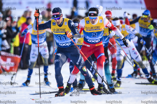 28.12.2019, xkvx, Langlauf Tour de Ski Lenzerheide, Massenstart Herren, v.l. Federico Pellegrino (Italy) in aktion / in action competes
