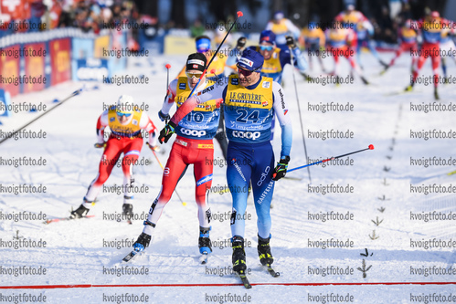 28.12.2019, xkvx, Langlauf Tour de Ski Lenzerheide, Massenstart Herren, v.l. Dario Cologna (Switzerland) im Ziel / at the finish