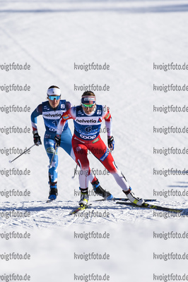 29.12.2019, xkvx, Langlauf Tour de Ski Lenzerheide, Sprint Finale, v.l. Sophie Caldwell (United States) and Caspersen Falla Maiken (Norway) in aktion / in action competes