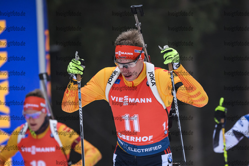 12.01.2019, xkvx, Biathlon IBU Weltcup Oberhof, Massenstart Herren, v.l. Johannes Kuehn (Germany) in aktion / in action competes