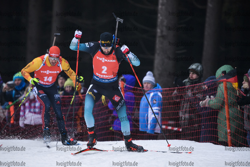 12.01.2019, xkvx, Biathlon IBU Weltcup Oberhof, Massenstart Herren, v.l. Martin Fourcade (France) in aktion / in action competes