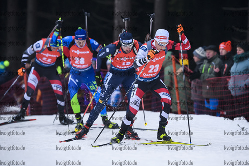 12.01.2019, xkvx, Biathlon IBU Weltcup Oberhof, Massenstart Herren, v.l. Felix Leitner (Austria) in aktion / in action competes