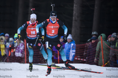 12.01.2019, xkvx, Biathlon IBU Weltcup Oberhof, Massenstart Herren, v.l. Emilien Jacquelin (France) in aktion / in action competes