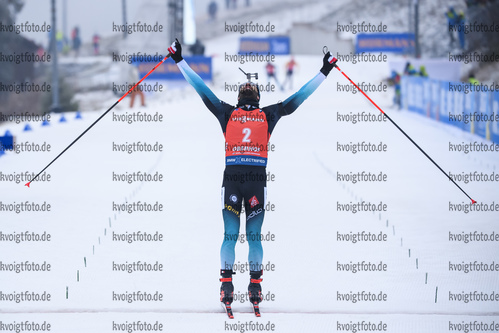 12.01.2019, xkvx, Biathlon IBU Weltcup Oberhof, Massenstart Herren, v.l. Martin Fourcade (France) gewinnt die Goldmedaille / wins the gold medal
