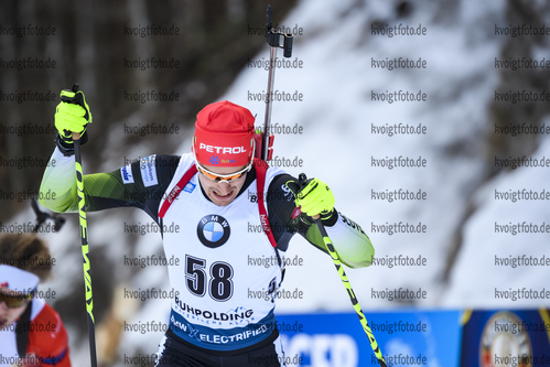 16.01.2019, xkvx, Biathlon IBU Weltcup Ruhpolding, Sprint Herren, v.l. Rok Trsan (Slovenia) in aktion / in action competes