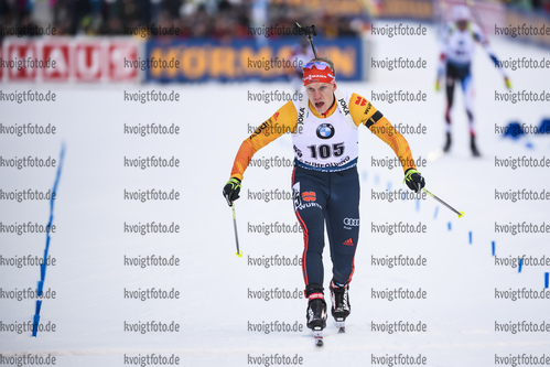 16.01.2019, xkvx, Biathlon IBU Weltcup Ruhpolding, Sprint Herren, v.l. Roman Rees (Germany) im Ziel / in the finish