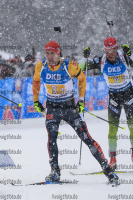 18.01.2019, xkvx, Biathlon IBU Weltcup Ruhpolding, Staffel Herren, v.l. Arnd Peiffer (Germany) in aktion / in action competes