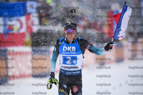 18.01.2019, xkvx, Biathlon IBU Weltcup Ruhpolding, Staffel Herren, v.l. Quentin Fillon Maillet (France) im Ziel / in the finish