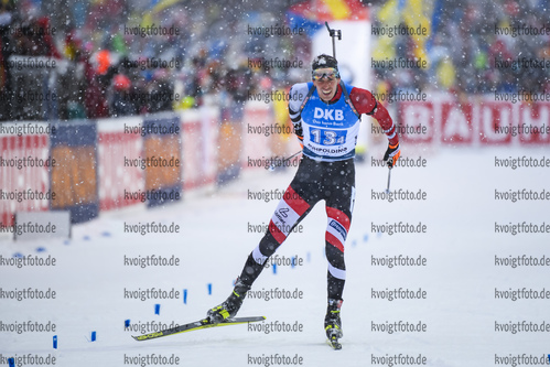 18.01.2019, xkvx, Biathlon IBU Weltcup Ruhpolding, Staffel Herren, v.l. Julian Eberhard (Austria) im Ziel / in the finish