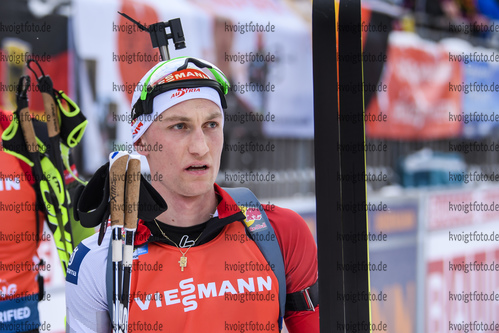 19.01.2019, xkvx, Biathlon IBU Weltcup Ruhpolding, Verfolgung Herren, v.l. Felix Leitner (Austria) im Ziel / in the finish