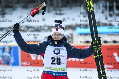 23.01.2019, xkvx, Biathlon IBU Weltcup Pokljuka, Einzel Herren, v.l. Tarjei Boe (Norway) bei der Siegerehrung / at the medal ceremony