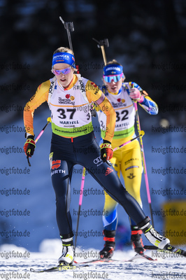 09.02.2020, xkvx, Biathlon IBU Cup Martell, Massenstart Damen, v.l. Anna Weidel (Germany) in aktion / in action competes