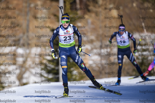 09.02.2020, xkvx, Biathlon IBU Cup Martell, Massenstart Damen, v.l. Irene Lardschneider (Italy) in aktion / in action competes
