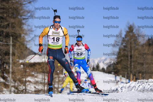 09.02.2020, xkvx, Biathlon IBU Cup Martell, Massenstart Herren, v.l. Florian Hollandt (Germany) in aktion / in action competes