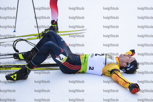 09.02.2020, xkvx, Biathlon IBU Cup Martell, Massenstart Herren, v.l. Lucas Fratzscher (Germany) im Ziel / in the finish
