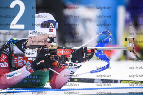 11.02.2020, xkvx, Biathlon IBU Weltmeisterschaft Antholz, Training Damen und Herren, v.l. Johannes Thingnes Boe (Norway) in aktion am Schiessstand / at the shooting range