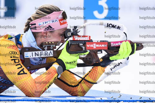 12.02.2020, xkvx, Biathlon IBU Weltmeisterschaft Antholz, Training Damen und Herren, v.l. Denise Herrmann (Germany) in aktion am Schiessstand / at the shooting range