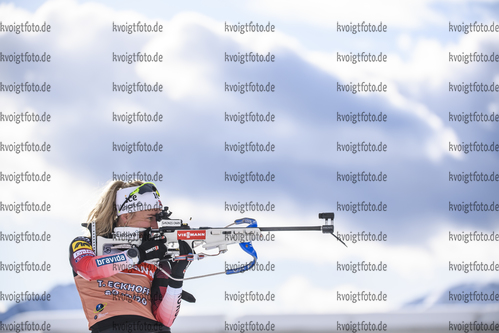 12.02.2020, xkvx, Biathlon IBU Weltmeisterschaft Antholz, Training Damen und Herren, v.l. Tiril Eckhoff (Norway) in aktion am Schiessstand / at the shooting range