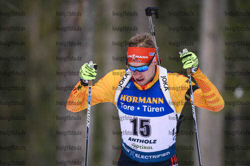 15.02.2020, xkvx, Biathlon IBU Weltmeisterschaft Antholz, Sprint Herren, v.l. Johannes Kuehn (Germany) in aktion / in action competes
