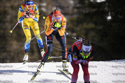 22.02.2020, xkvx, Biathlon IBU Weltmeisterschaft Antholz, Staffel Damen, v.l. Denise Herrmann (Germany) in aktion / in action competes