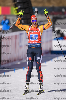 22.02.2020, xkvx, Biathlon IBU Weltmeisterschaft Antholz, Staffel Damen, v.l. Denise Herrmann (Germany) im Ziel / in the finish
