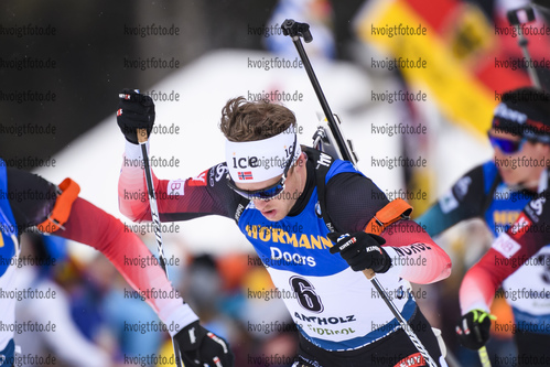 23.02.2020, xkvx, Biathlon IBU Weltmeisterschaft Antholz, Massenstart Herren, v.l. Tarjei Boe (Norway) in aktion / in action competes