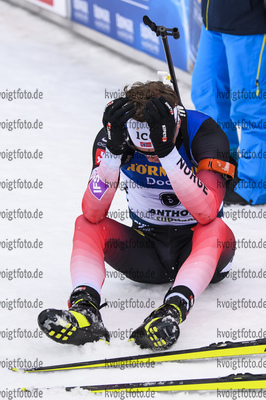 23.02.2020, xkvx, Biathlon IBU Weltmeisterschaft Antholz, Massenstart Herren, v.l. Tarjei Boe (Norway) im Ziel / in the finish