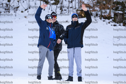 29.01.2020, xkvx, Biathlon DSV Deutschlandpokal Ruhpolding, Massenstart - weiblich, v.l. Linus Maier (Germany), Elias Seidl (Germany) und Daniel Reinhold (Germany)  / 