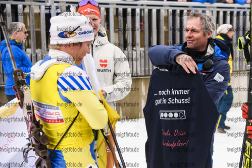 29.01.2020, xkvx, Biathlon DSV Deutschlandpokal Ruhpolding, Massenstart - weiblich, v.l. Nadine Horchler (Germany) und Coach Bernhard Kroell (Germany)  / 