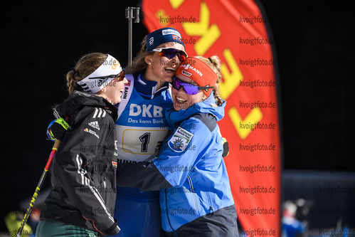 01.03.2020, xkvx, Biathlon DSV Deutschlandpokal Ruhpolding, Staffel - weiblich, v.l. Jessica Lange (Germany), Lisa Spark (Germany) und Franziska Pfnuer (Germany)  / 