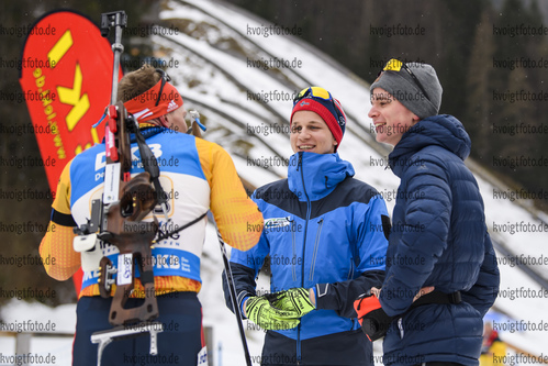 01.03.2020, xkvx, Biathlon DSV Deutschlandpokal Ruhpolding, Staffel - maennlich, v.l. Tim Grotian (Germany), Raphael Lankes (Germany) und Lucas Lechner (Germany)  / 