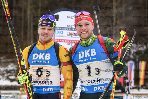 01.03.2020, xkvx, Biathlon DSV Deutschlandpokal Ruhpolding, Staffel - maennlich, v.l. Oscar Barchewitz (Germany) und Max Barchewitz (Germany)  / 