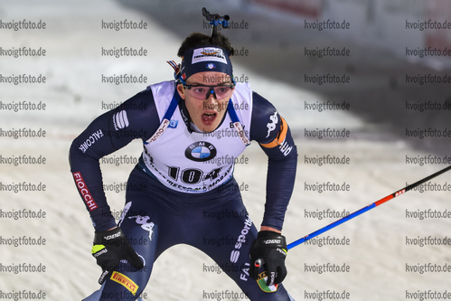 06.03.2020, xkvx, Biathlon IBU Weltcup Nove Mesto na Morave, Sprint Herren, v.l. Tommaso Giacomel (Italy) im Ziel / in the finish