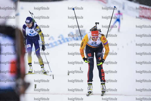 07.03.2020, xkvx, Biathlon IBU Weltcup Nove Mesto na Morave, Staffel Damen, v.l. Denise Herrmann (Germany) im Ziel / in the finish