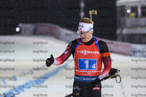 07.03.2020, xkvx, Biathlon IBU Weltcup Nove Mesto na Morave, Staffel Herren, v.l. Johannes Thingnes Boe (Norway) im Ziel / in the finish