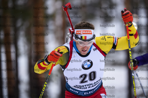 12.03.2020, xkvx, Biathlon IBU Weltcup Kontiolathi, Sprint Herren, v.l. Florent Claude (Belgium) in aktion / in action competes