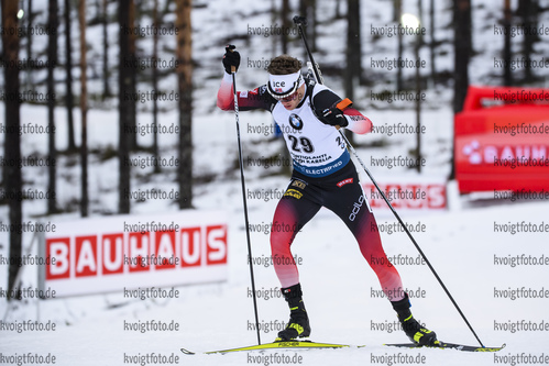 12.03.2020, xkvx, Biathlon IBU Weltcup Kontiolathi, Sprint Herren, v.l. Tarjei Boe (Norway) in aktion / in action competes