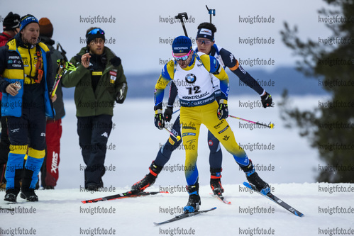 12.03.2020, xkvx, Biathlon IBU Weltcup Kontiolathi, Sprint Herren, v.l. Jesper Nelin (Sweden) in aktion / in action competes