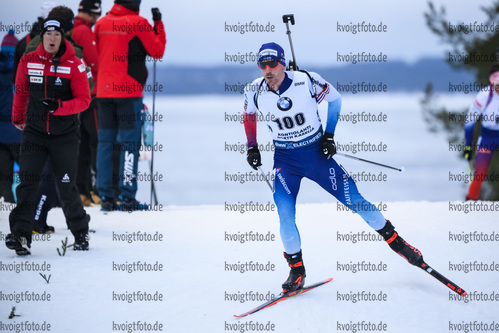 12.03.2020, xkvx, Biathlon IBU Weltcup Kontiolathi, Sprint Herren, v.l. Martin Jaeger (Switzerland) in aktion / in action competes
