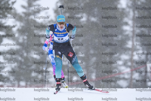 13.03.2020, xkvx, Biathlon IBU Weltcup Kontiolathi, Sprint Damen, v.l. Anais Bescond (France) in aktion / in action competes