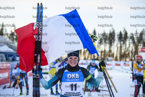 14.03.2020, xkvx, Biathlon IBU Weltcup Kontiolathi, Verfolgung Damen, v.l. Julia Simon (France) im Ziel / in the finish