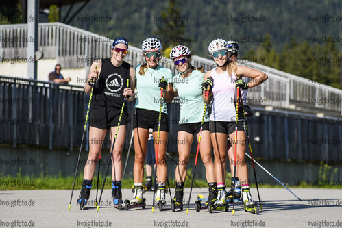 07.08.2020, xkvx, Biathlon Training Ruhpolding, v.l. Vanessa Voigt, Sophia Schneider, Marion Deigentesch, Stefanie Scherer  