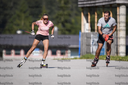 10.08.2020, xkvx, Biathlon Training Ruhpolding, v.l. Jennifer Muenzner, Trainer Tobias Reiter  