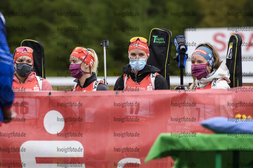 05.09.2020, xkvx, Biathlon Deutsche Meisterschaften Altenberg, Sprint Damen, v.l. Hanna Kebinger (Germany), Maren Hammerschmidt (Germany), Denise Herrmann (Germany) und Sophia Schneider (Germany)  / 